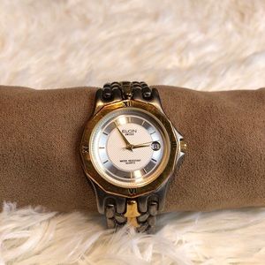 Women’s Two Tone Silver Gold Elgin Watch With Date